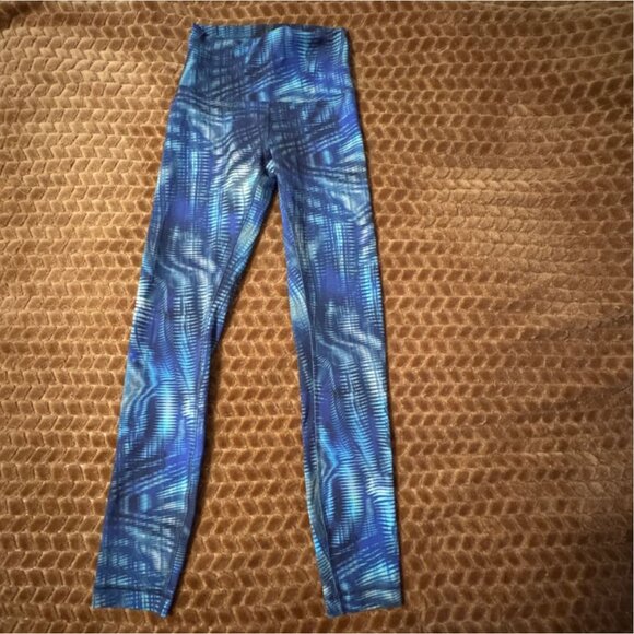 Like New Lululemon Wunder Train High-Rise Tight 25" Foil Flux Blue Leggings 2 - Picture 2 of 7